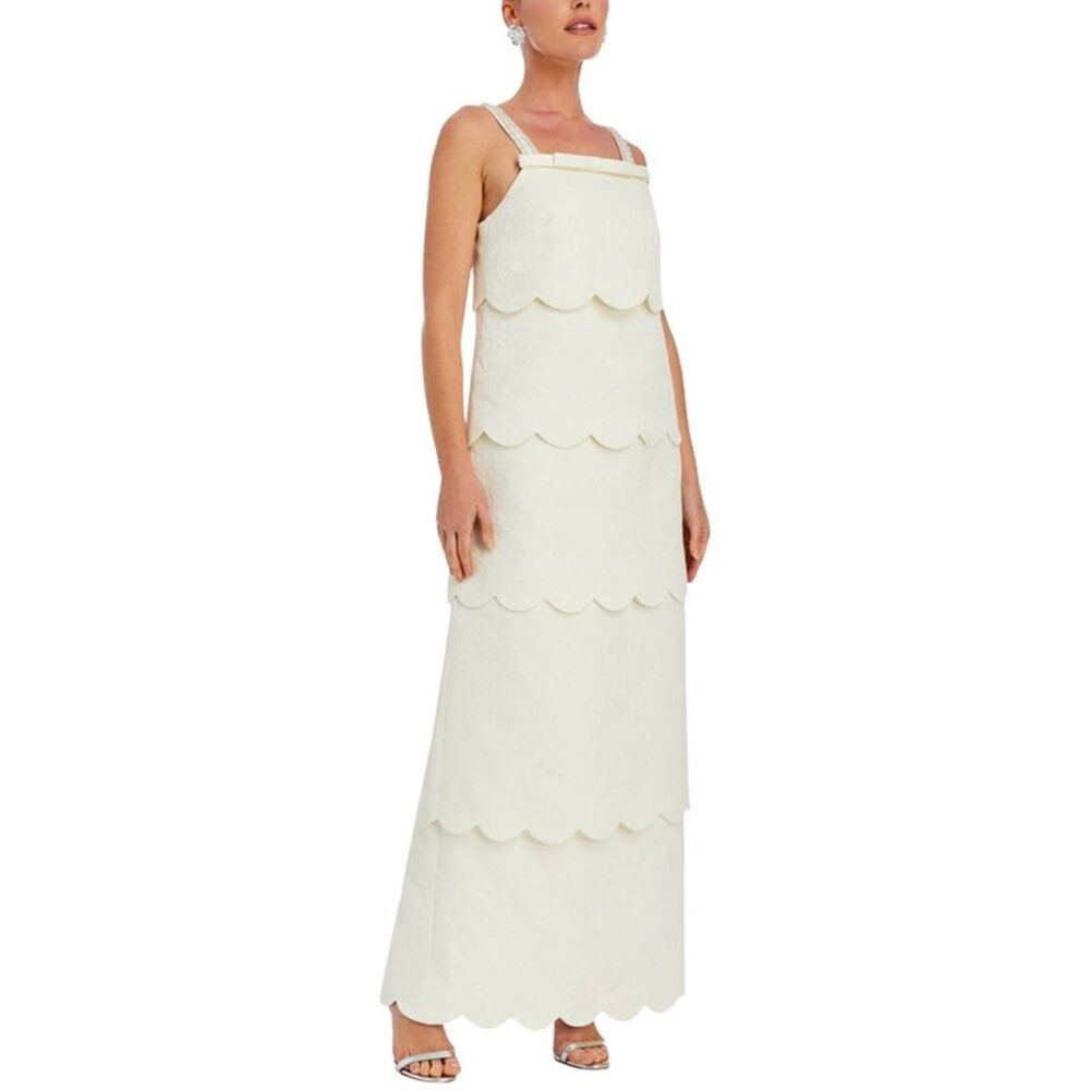 Mestiza New York Womens  Citrine Tiered Gown, White